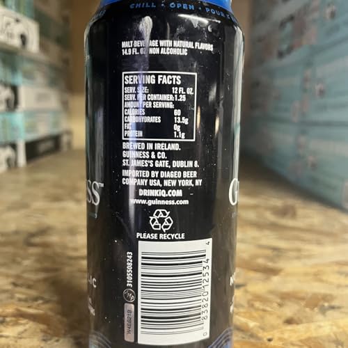 Guinness 0 Zero 6 Pack Non-Alcoholic Draught Stout Beer | 14.9oz Cans | Alcohol-Free Brew