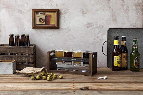 LEGACY - a Picnic Time Brand Craft Beer Flight Set, Beer Glasses Set, Gifts For Beer Lovers, (Acacia Wood)