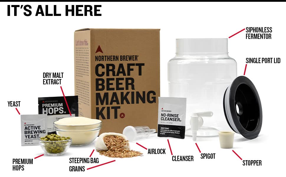 Northern Brewer - Siphonless 1 Gallon Craft Beer Making Starter Kit, Equipment and Beer Recipe Kit (Pale Ale)