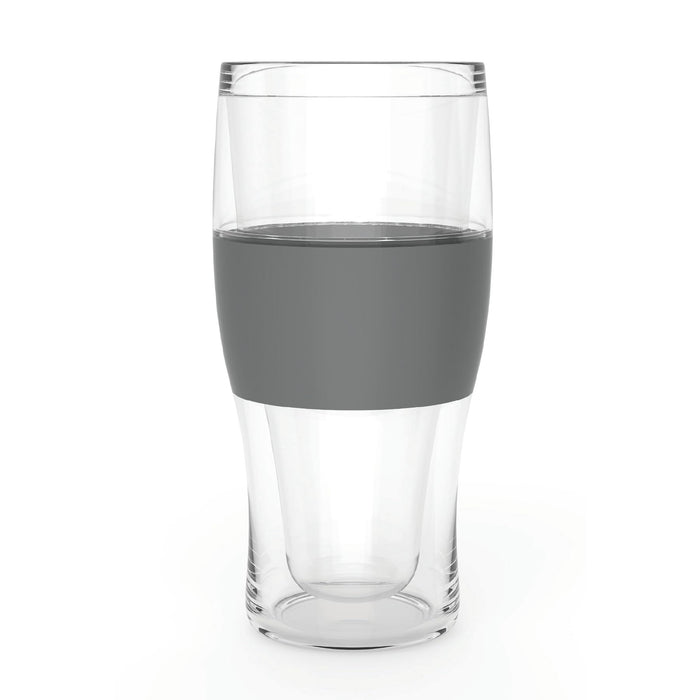 Host Freeze Beer Glasses, Freezable Beer Gifts for Men, Double Wall Insulated Pint Set, Tumbler for Cold Drinks, 16, Set of 2, Gray