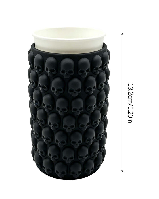Skull Silicone Ice Cube Mold with Drink Glass,3D Skull Shape Ice Cubes, Ice Cylinder, Flexible Mold for Drinkers, Bartenders, Halloween Party, Ideal Gifts for Men (Black)