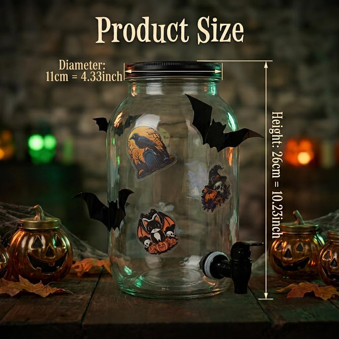 1Gallon Halloween Drink Dispenser with 10 Stickers for Party Decoration