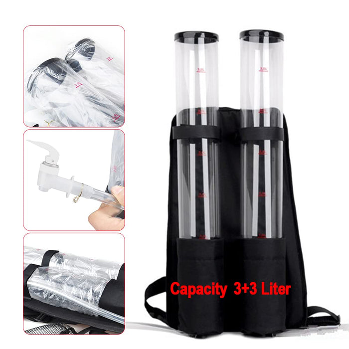 YIYIBYUS Dual Tank Backpack Drink Dispenser Portable Dual Barrel Beverage Liquid Liquor Beer Backpack Dispenser 3+3 Liter