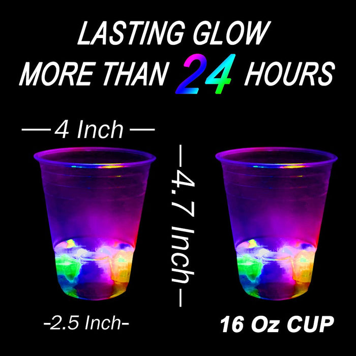 (Flash Color) The Halloween Glow in the Dark Beer Pong Set-Light up Beer Pong Cups for Indoor Outdoor Nighttime Competitive Fun,22 Glowing Cups, 6 Balls- Party Game