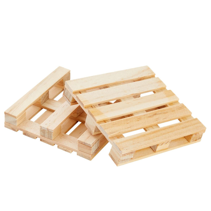 Juvale Wood Pallet Coasters - Pack of 6, 3.9 x 3.9 in, Brown - Square Wooden Drink Coasters for Hot & Cold Beverages - Novelty Mini Pallet Design for Home & Office