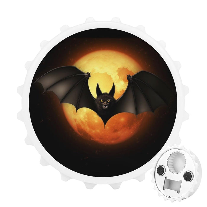 Halloween Bat Fridge Magnets Bottle Opener with Cap Catcher Removable Wall Mounted Beer Bottle Opener for Kitchen Fridge Beer Gifts for Men Women