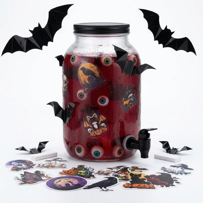 1Gallon Halloween Drink Dispenser with 10 Stickers for Party Decoration