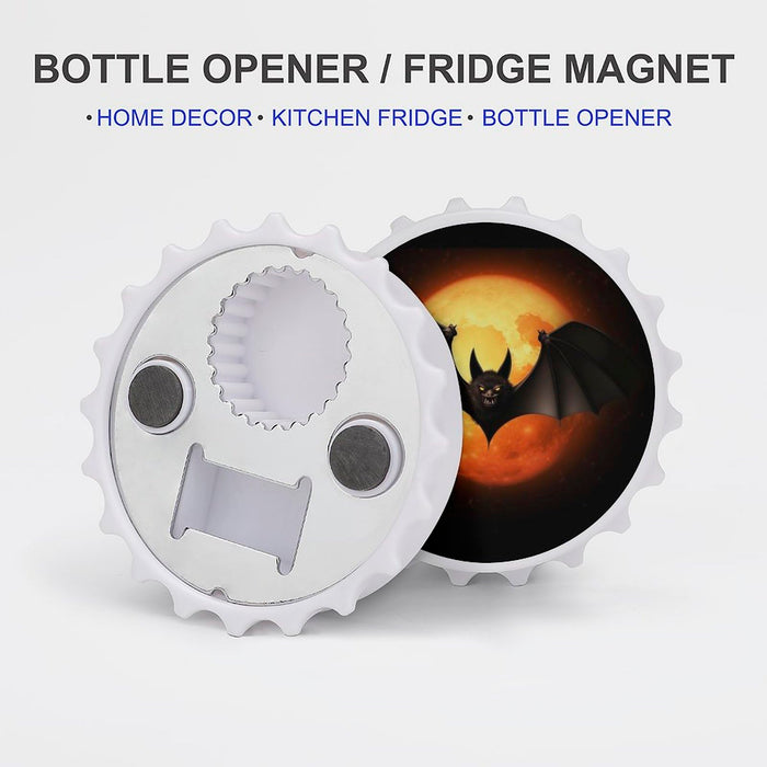 Halloween Bat Fridge Magnets Bottle Opener with Cap Catcher Removable Wall Mounted Beer Bottle Opener for Kitchen Fridge Beer Gifts for Men Women
