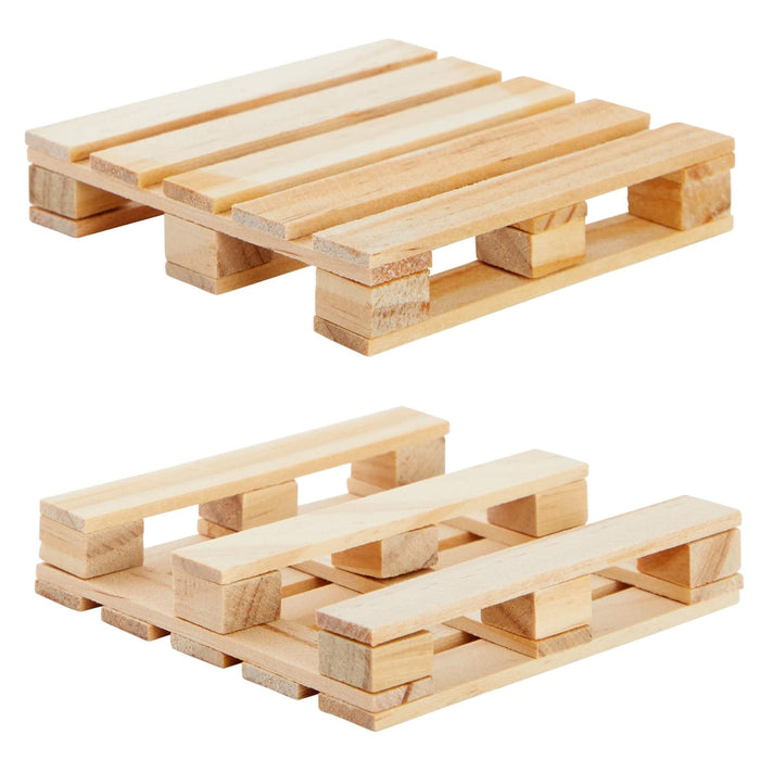 Juvale Wood Pallet Coasters - Pack of 6, 3.9 x 3.9 in, Brown - Square Wooden Drink Coasters for Hot & Cold Beverages - Novelty Mini Pallet Design for Home & Office