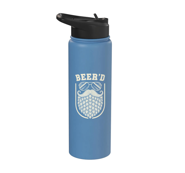 Beer'd Funny Beer Mustache Beard Design Beer Lover Stainless Steel Insulated Water Bottle