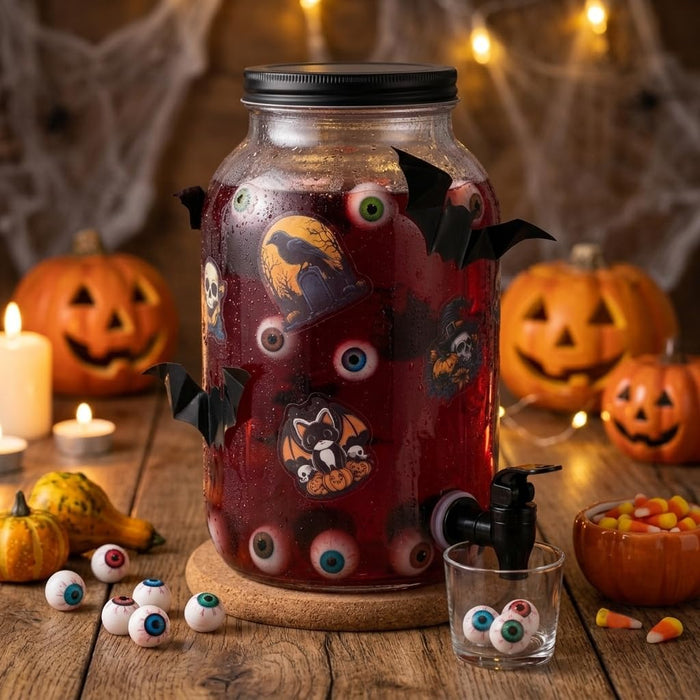 1Gallon Halloween Drink Dispenser with 10 Stickers for Party Decoration