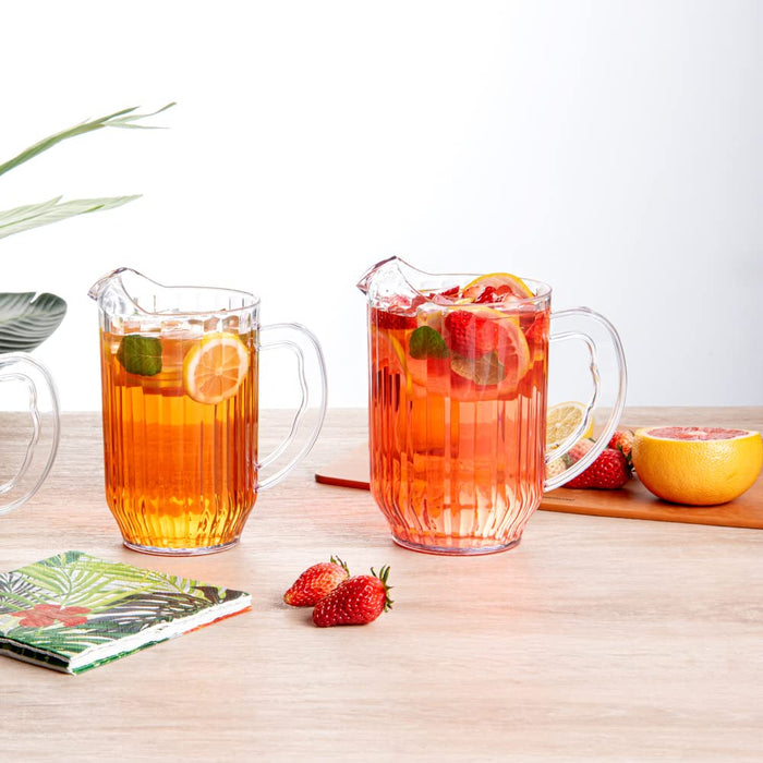 Restaurantware-RW Base 60 Ounce Beer Pitcher, 1 Durable Restaurant Pitcher - Hard Plastic, Serve Soda, Lemonade, Juice, Or Sangria, Clear Plastic Water Glass, For Bars, Parties, Or Homes,