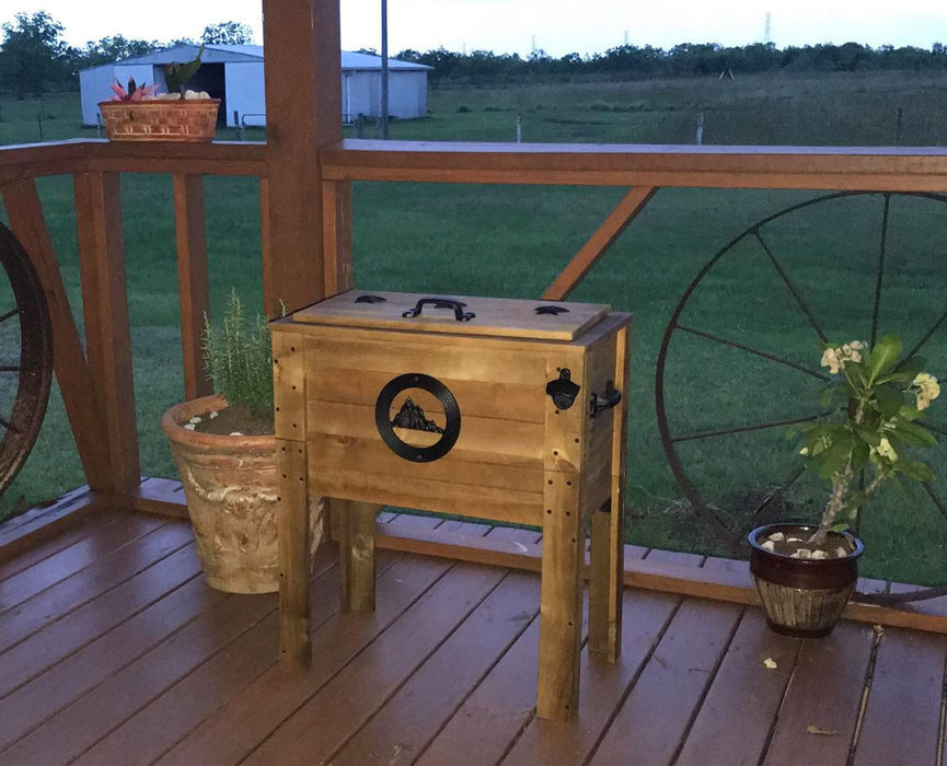Backyard Expressions Rustic Outdoor Beverage Cooler for Patio - 45 Qt. - Rustic Brown
