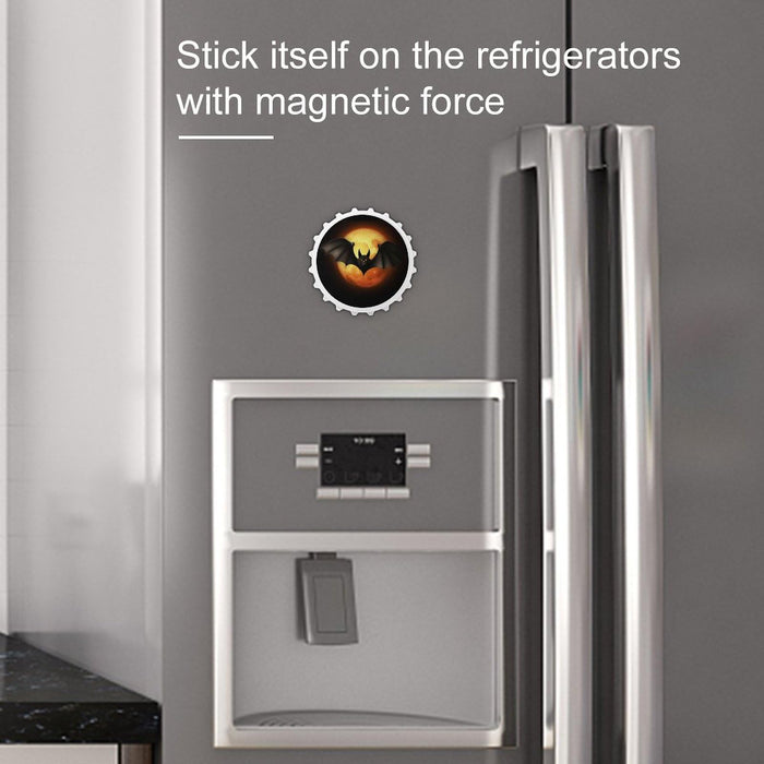 Halloween Bat Fridge Magnets Bottle Opener with Cap Catcher Removable Wall Mounted Beer Bottle Opener for Kitchen Fridge Beer Gifts for Men Women