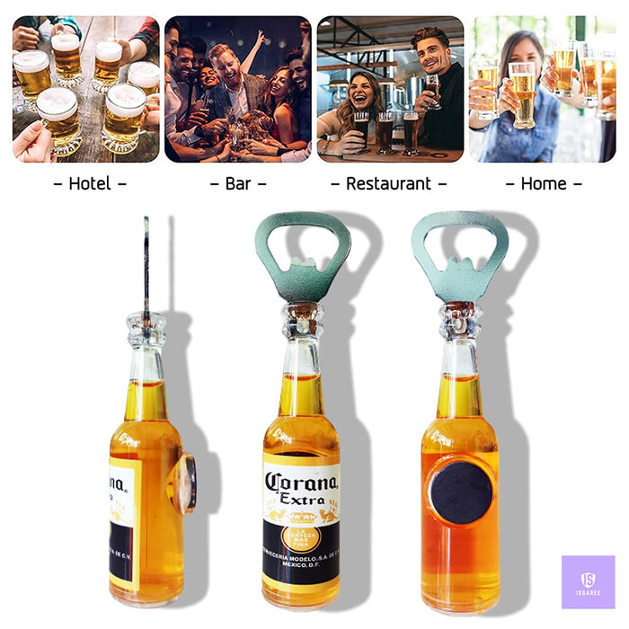 Magnetic Beer Bottle Opener Figure Beer Bottle Bar Refrigerator Decor Unique Birthday Gifts Collection (Corona Extra)