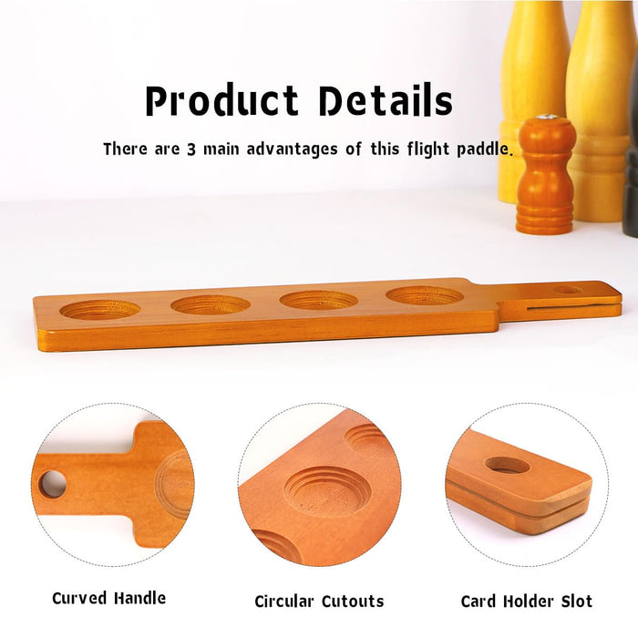 LZMS 6-Pack Walnut Flight Boards,Double-Sided Beer,Whiskey & Wine Tasting Paddles with Multiple Size Holes,Perfect for Margarita,Tequila,Bourbon Sampling,Party & Bar Serving,Durable Elegant Design
