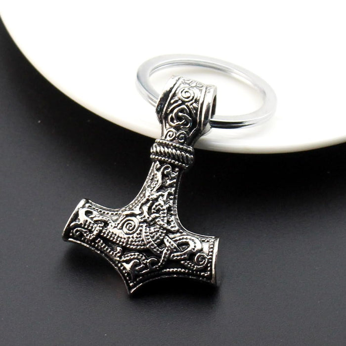 KANGSHUN Vikings Hammer Bottle Opener for men Norse Viking braid bracelet Mjolnir keychain, for Party Pub Bar Gifts Wine Corkscrew Beer Beverage Wrench