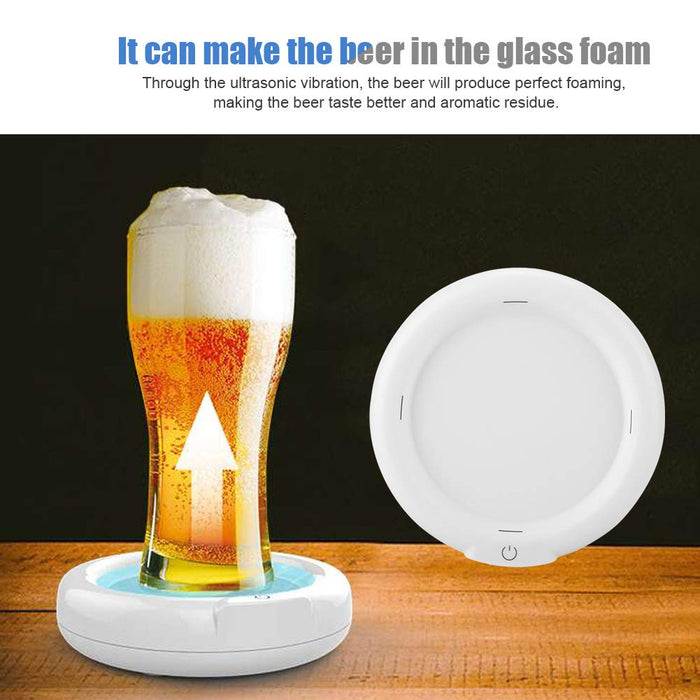 V BESTLIFE Ultrasonic Beer Foamer Machine, 3.7V 110KHZ USB Ultrasonic Beer Bubbler Maker with Built-in 1800mah Lithium Battery for Family Gatherings, Business Meetings, Bars
