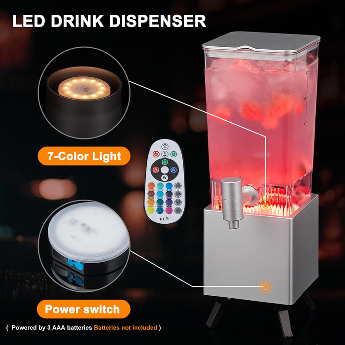 WILON 2L LED Drink Dispenser with Ice Tube for Parties, Beer & Juice