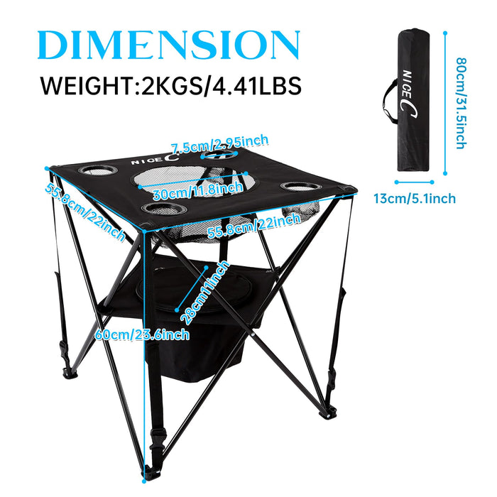 Camping Cooler with Table, Canvas Table, Portable Drink Tables, Tailgating & Beach Tables, Ultralight Compact with Carry Bag for Outdoor, Picnic, Beach, Beer Pong