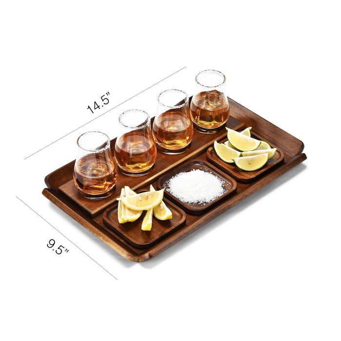 Shanik Wooden Beer Flight Paddle Tray Set with 4 Glasses & Coasters – Rustic Tasting Flight Board – Craf Sampler Set for Home Bar, Birthday Gift for Beer Lovers, Men’s Gift Ideas