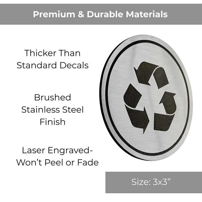 Trash Can Stickers, Recycle Set of 2 - Weatherproof, 3x3 Round