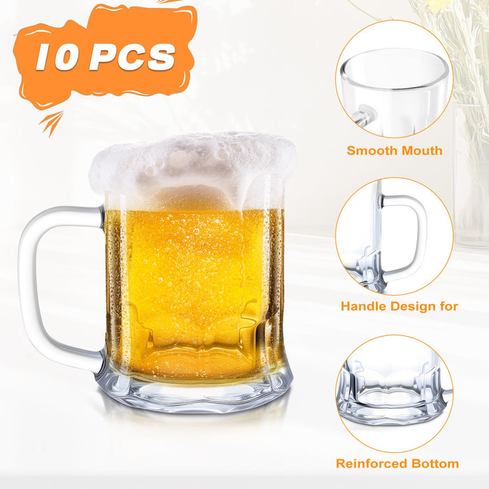 ZZYFGH 10 Pack Mini Beer Shot Glasses, 5 OZ Shot Glasse with Handles, Reusable Beer Stein Tasting Glasses for Drinking, Festival, Party, BBQ (Set of 10-5 oz)