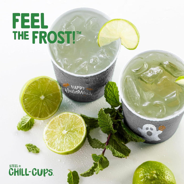 Steel Chill Cups 16 oz. Reusable Party Cups, Happy Halloween, 12 Count