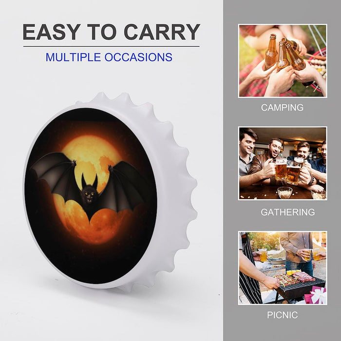 Halloween Bat Fridge Magnets Bottle Opener with Cap Catcher Removable Wall Mounted Beer Bottle Opener for Kitchen Fridge Beer Gifts for Men Women