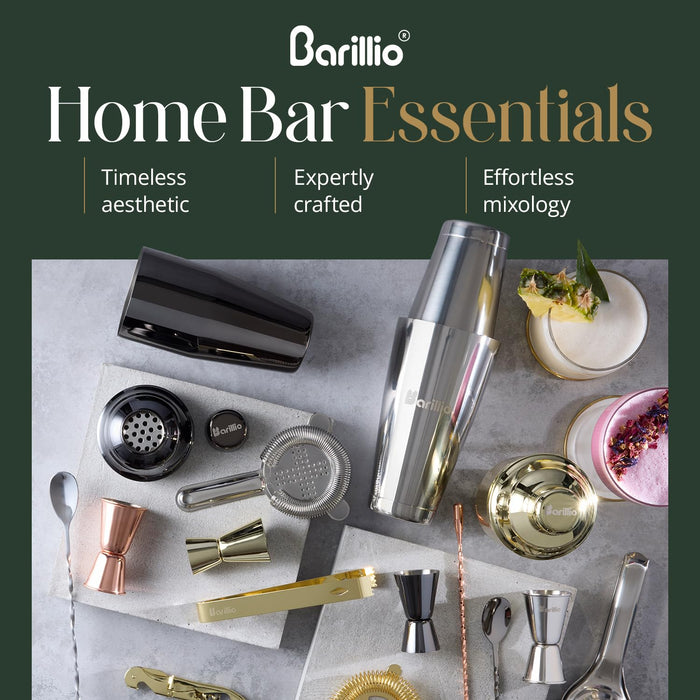 Barillio Bartender Kit Bag with Cocktail Shaker Set - Waxed Canvas, Traveling Bar Tools Bag with 17-Pc Cocktail Kit - Travel Mixology Bartending Kits - Mobile Bar Roll with Strap & Accessories