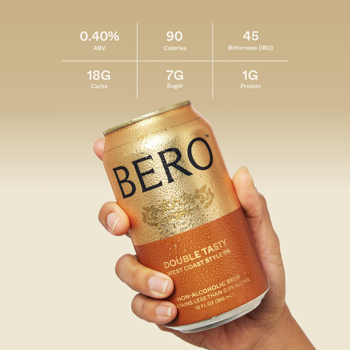BERO Variety Pack Non-Alcoholic Beer, Non-Alcoholic Craft Ale, Hoppy IPA Style Craft Brew, NA Beer by Tom Holland, Refreshing Alcohol Alternative Beverages for Any Occasion - Pack of 12