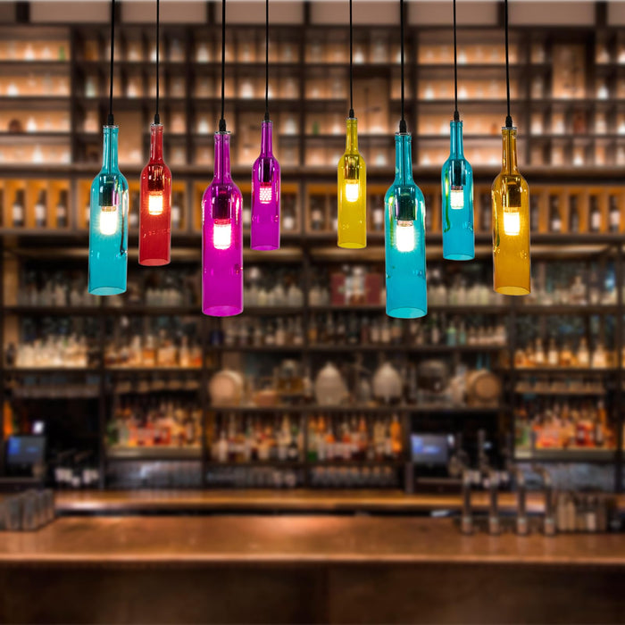 Colorful Beer Bottle Chandelier, 8 Heads Glass and Metal Suspension Device Ceiling Glass Ceiling Light Fixture, ‎Indoor Ceiling Mount Beer Bottle Chandelier for Bars, Restaurants, Living Rooms