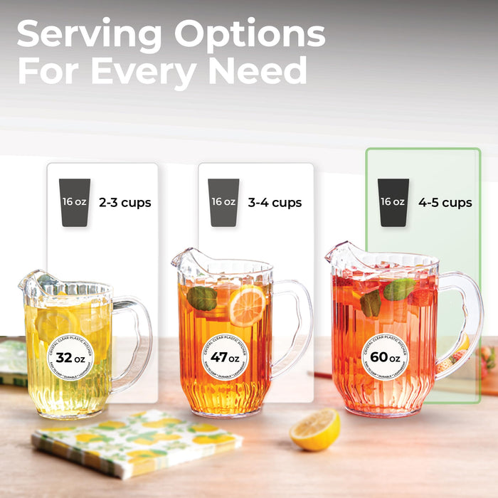 Restaurantware-RW Base 60 Ounce Beer Pitcher, 1 Durable Restaurant Pitcher - Hard Plastic, Serve Soda, Lemonade, Juice, Or Sangria, Clear Plastic Water Glass, For Bars, Parties, Or Homes,