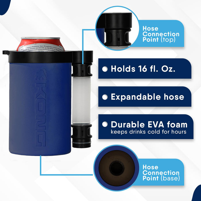 Kong 2.0 Insulated Can & Bottle Cooler with Detachable Drinking Hose,Navy