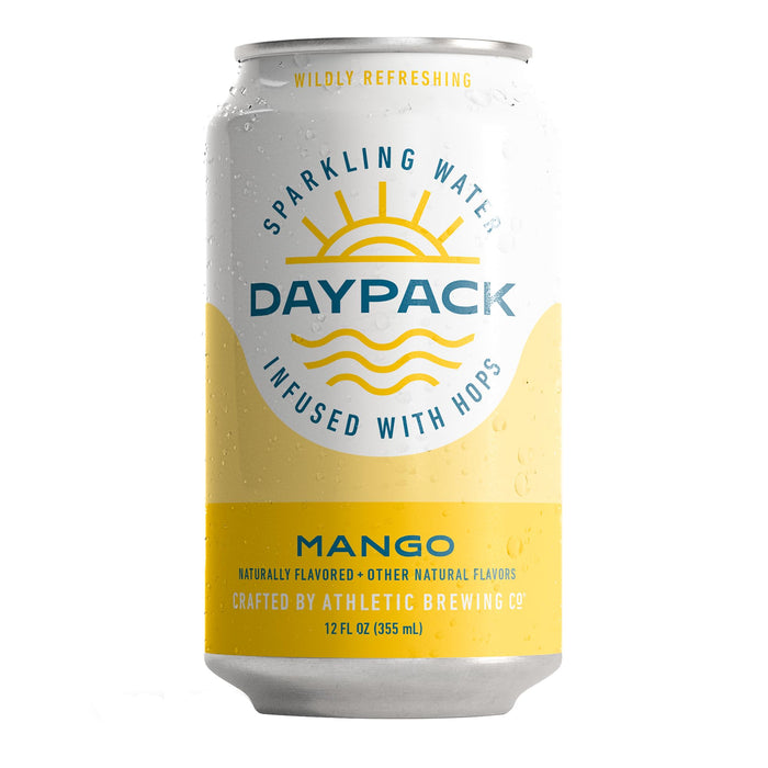 Athletic Brewing Company Daypack Sparkling Water Infused With Hops, Gluten Free & Vegan Soda Water, Zero Calorie, Natural Flavors, Mango, 24 Pack, 12 FL Oz Cans