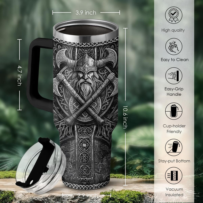 Viking Tumbler Gifts for Men, 40oz Stainless Steel Insulated Coffee Tumbler With Lid & Straw, Travel Cup Gift for Husband Dad, Christmas Birthday