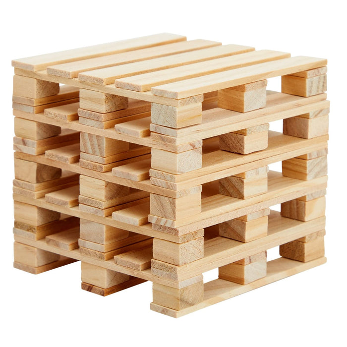 Juvale Wood Pallet Coasters - Pack of 6, 3.9 x 3.9 in, Brown - Square Wooden Drink Coasters for Hot & Cold Beverages - Novelty Mini Pallet Design for Home & Office