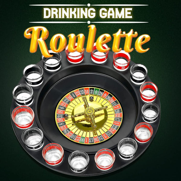 Bo-Toys Drinking Game Glass Roulette - Drinking Game Set (2 Balls and 16 Glasses) Casino Style Drinking Game