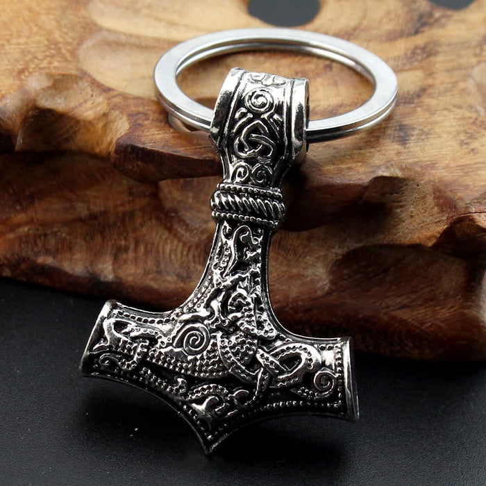 KANGSHUN Vikings Hammer Bottle Opener for men Norse Viking braid bracelet Mjolnir keychain, for Party Pub Bar Gifts Wine Corkscrew Beer Beverage Wrench