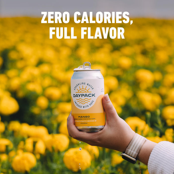 Athletic Brewing Company Daypack Sparkling Water Infused With Hops, Gluten Free & Vegan Soda Water, Zero Calorie, Natural Flavors, Mango, 24 Pack, 12 FL Oz Cans