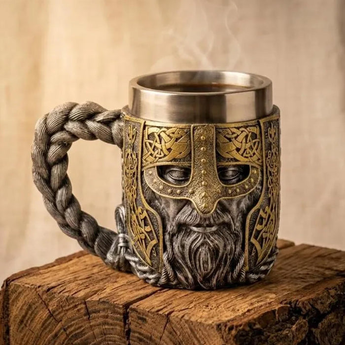 Hmusnwol Viking Mug Beer Stein Cup Drinkware 15.8oz for Man Dad Gifts ﻿ ﻿ ﻿