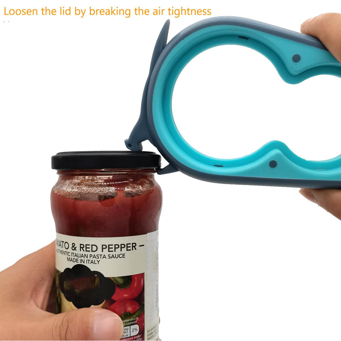 Otstar 6-in-1 Jar Opener & Bottle Opener Set for Weak Hands - Multi-Function Kitchen Opener Tool for Seniors with Arthritis, Elderly - Includes Jar Lid Gripper Pad, Corkscrew Opener