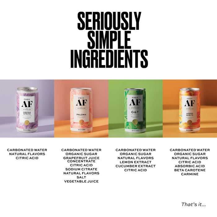 AF Drinks Non-Alcoholic Variety Pack | Alcohol Alternative Sparkling Cocktails with AFTERGLOW Botanical Warmth | Gluten-Free, Low-Calorie | 8.4 oz Cans
