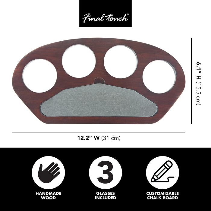 Final Touch Craft Beer Flight Set with Solid Wood & Slate Serving Board (GBT114)