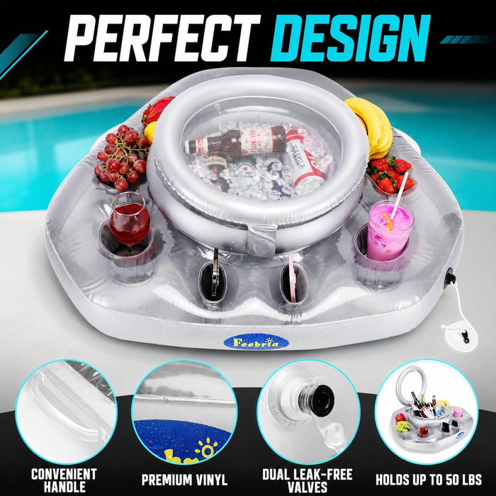 Pool Inflatable Floating Can Beverage Cooler for Swimming, Boating, Tubing