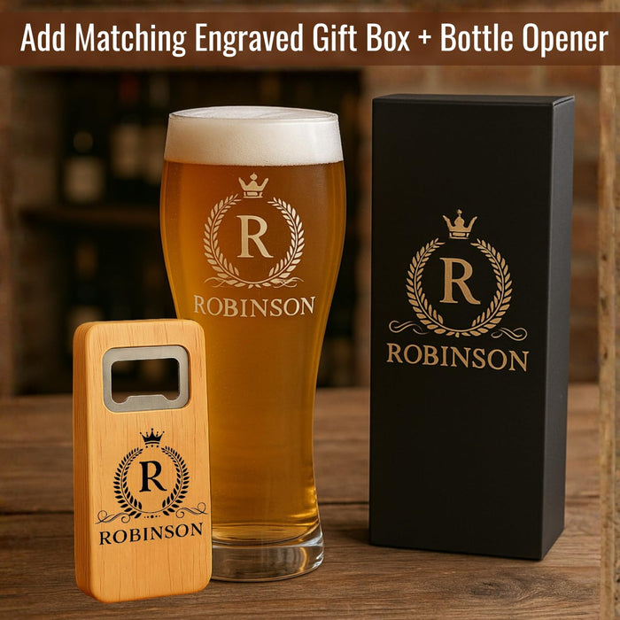 Gifts Inscribed Personalized Pilsner Beer Glass 16 oz – Engraved Tall Pint Glass Custom Designs – Unique Beer Gift for Men, Dad, Groomsmen, Weddings, Birthdays, Father’s Day