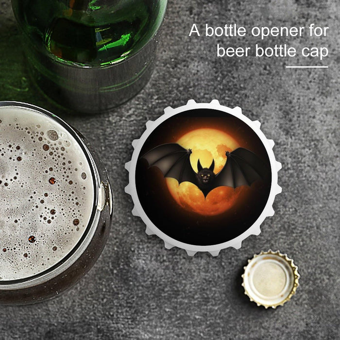 Halloween Bat Fridge Magnets Bottle Opener with Cap Catcher Removable Wall Mounted Beer Bottle Opener for Kitchen Fridge Beer Gifts for Men Women