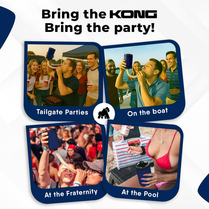 Kong 2.0 Insulated Can & Bottle Cooler with Detachable Drinking Hose,Navy