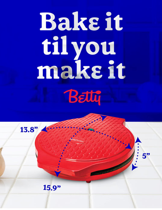 Betty Crocker Pizza Maker Plus, 12" Indoor Grill, 1440W, BC-2958CR, Red