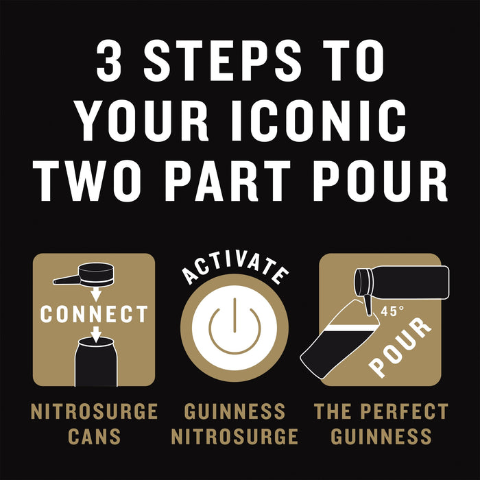 Guinness Draught Nitrosurge Device, Stout Beer, Perfect Pub Pour at Home, Rich Smooth Head & Sweetness of Malt Balanced with Hops, Cans Sold Separately, Device Only, Black